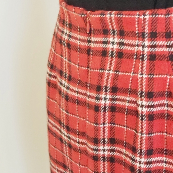 JG Hook Red Plaid Pencil Skirt Hidden Zip Sz 6P - Picture 8 of 10